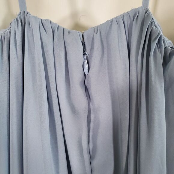 Azazie Gracie Women's Dress Dusty Blue Bridesmaid Wedding Guest Pleated Chiffon - Picture 12 of 15